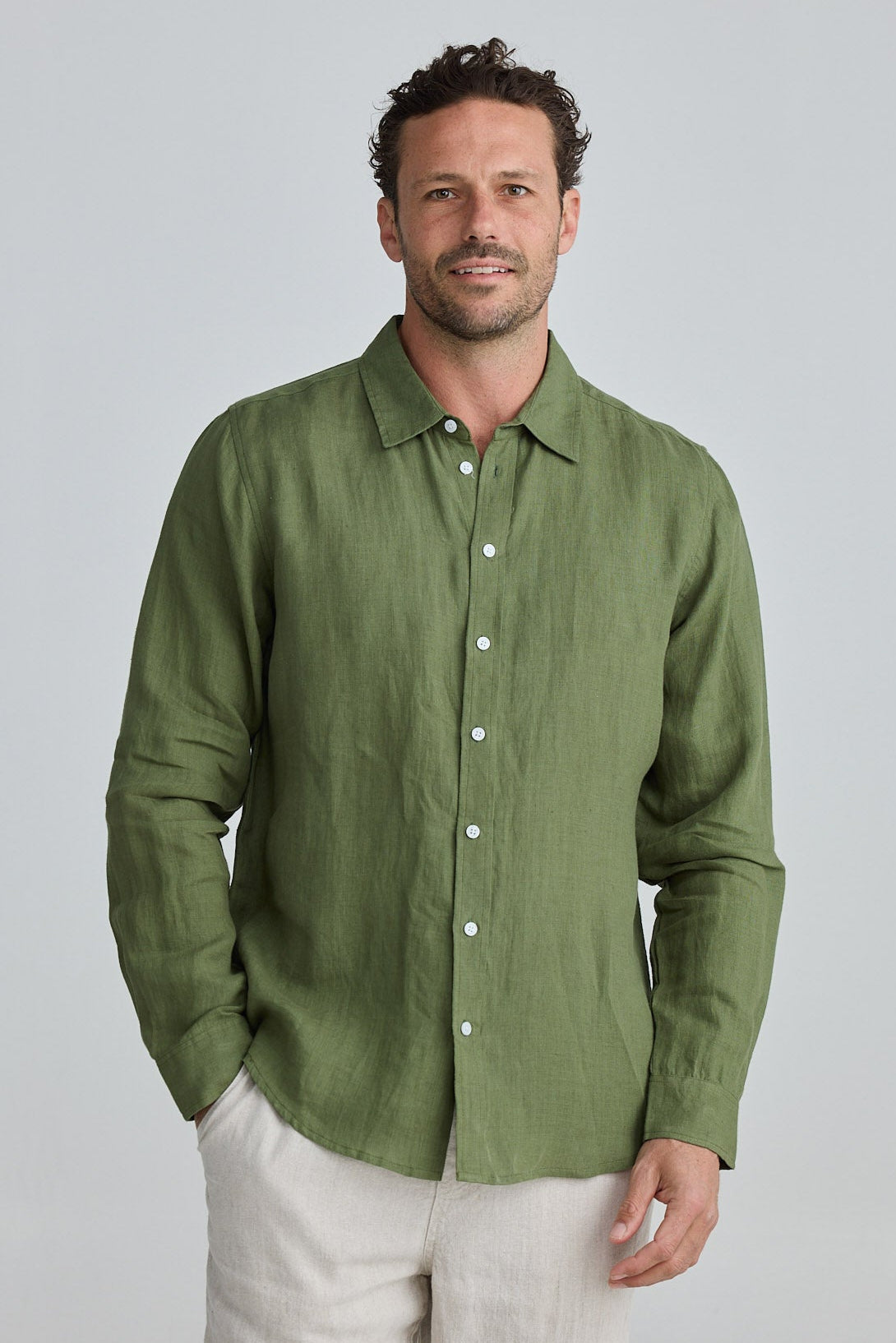 Oxford Shirt - Olive Linen