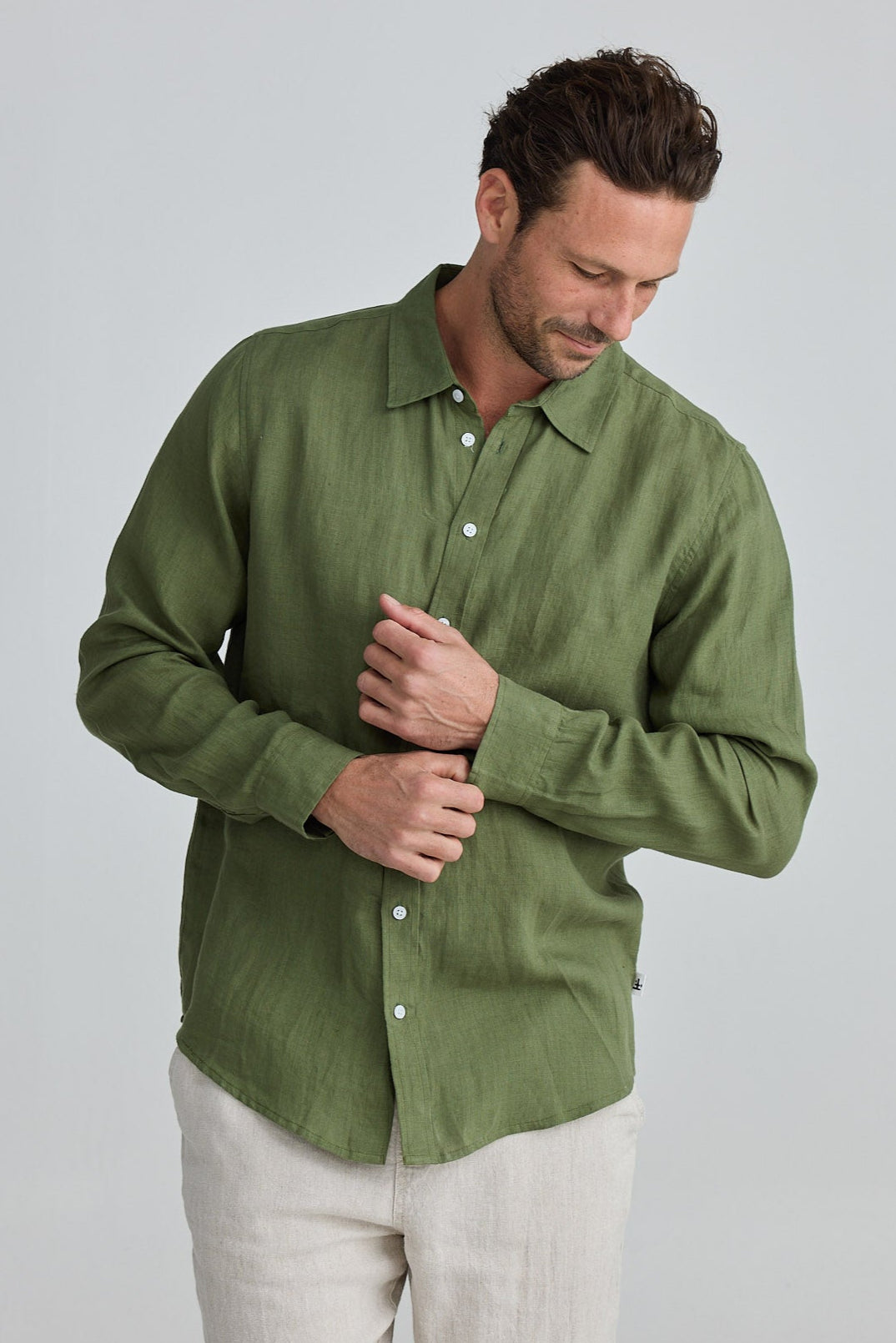 Oxford Shirt - Olive Linen