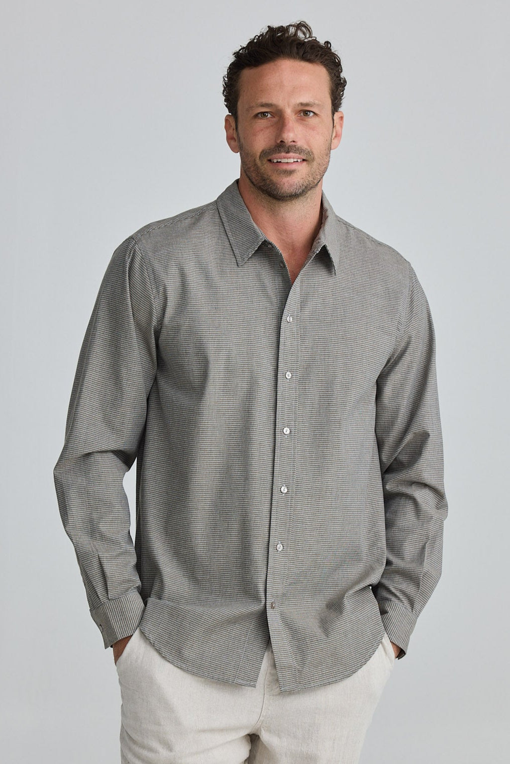 Oxford Shirt - Khaki Stripe