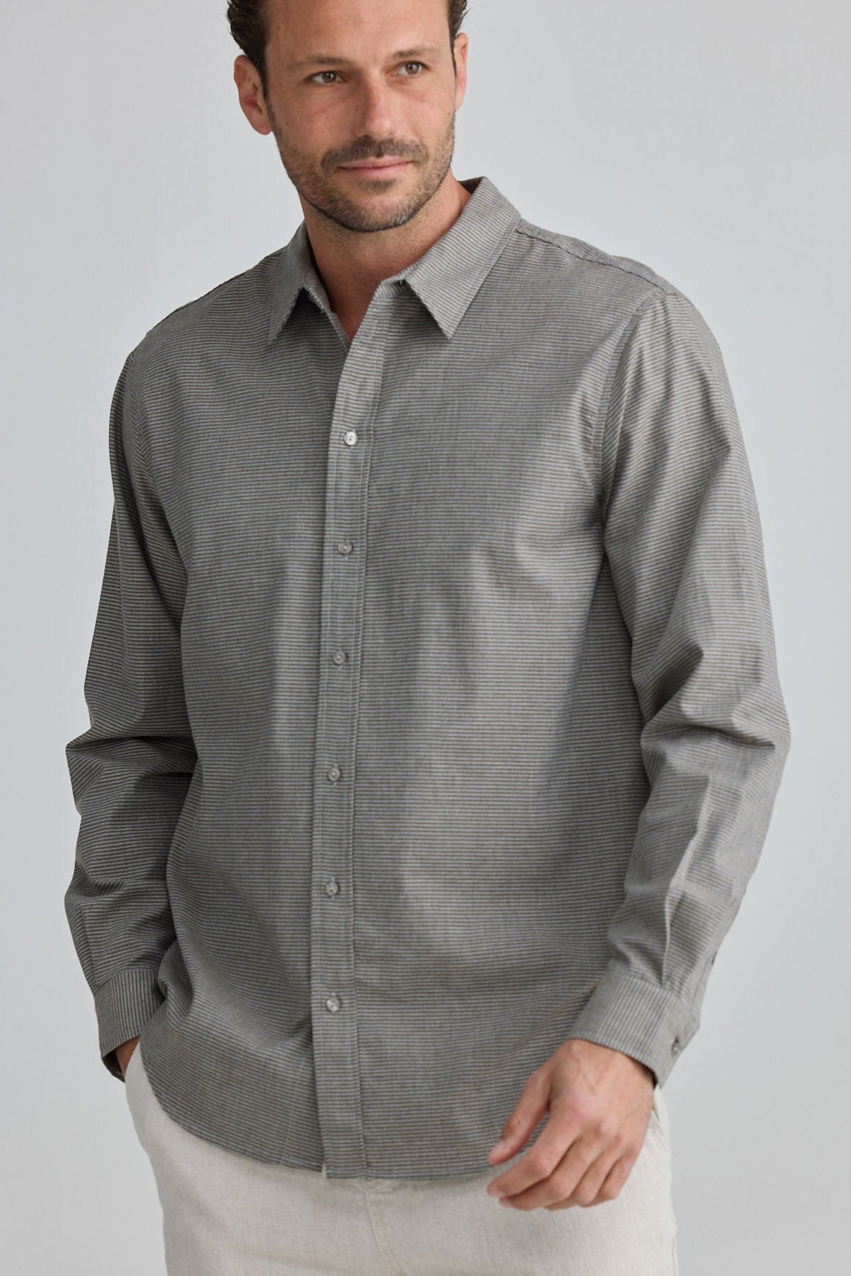 Oxford Shirt - Khaki Stripe