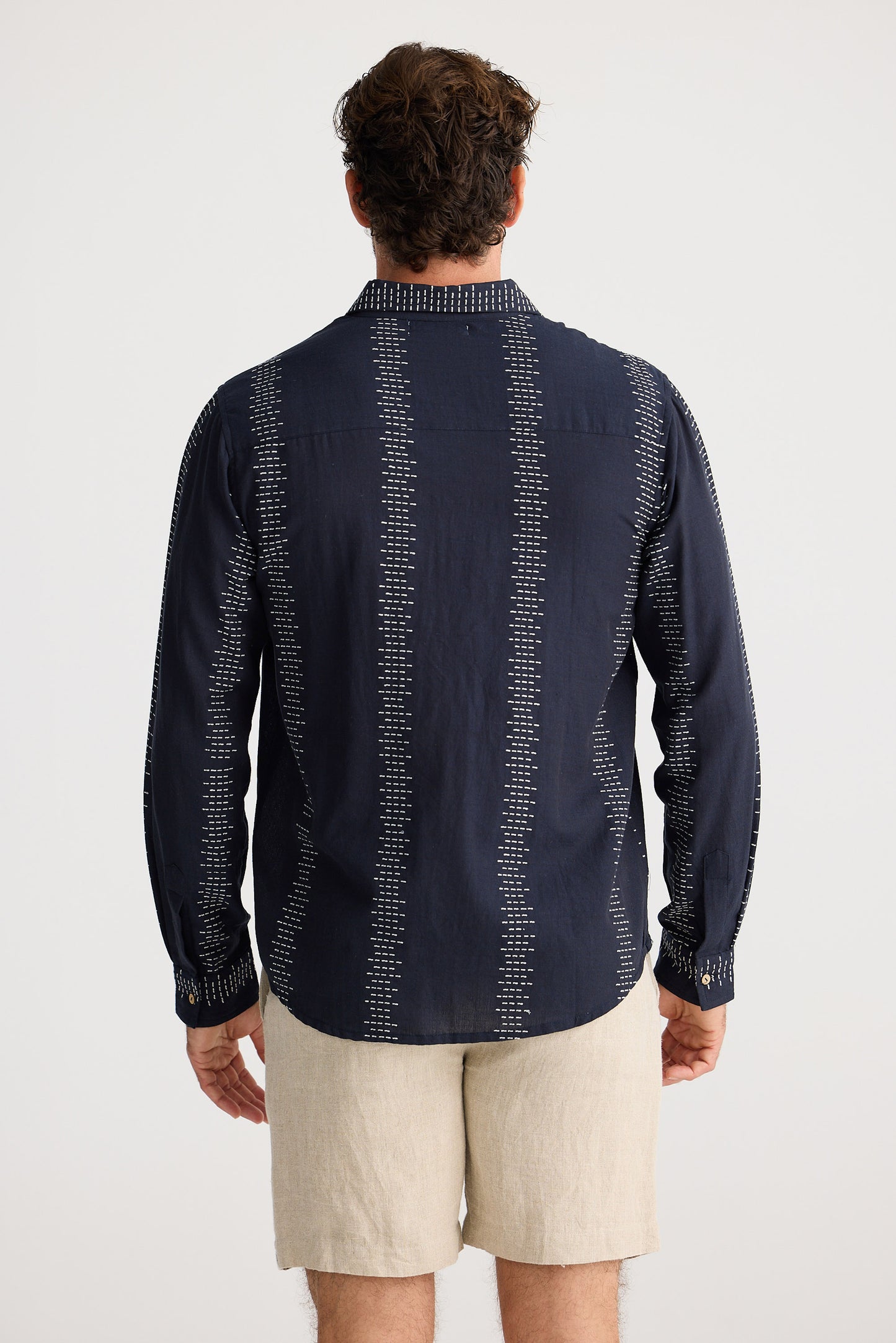 Oxford Shirt - Navy W White Embroidery