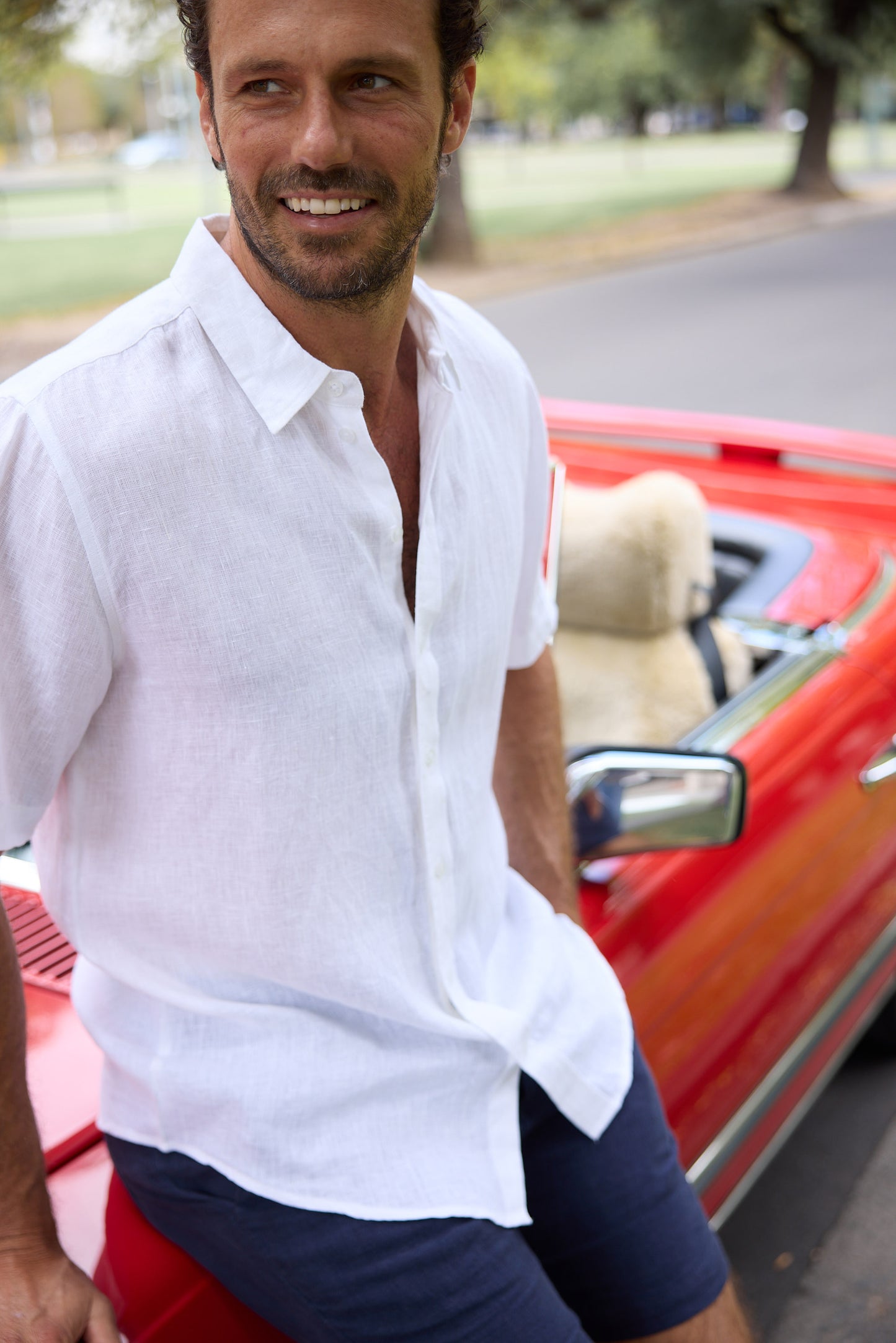 Harvard Short Sleeve Shirt - White Linen